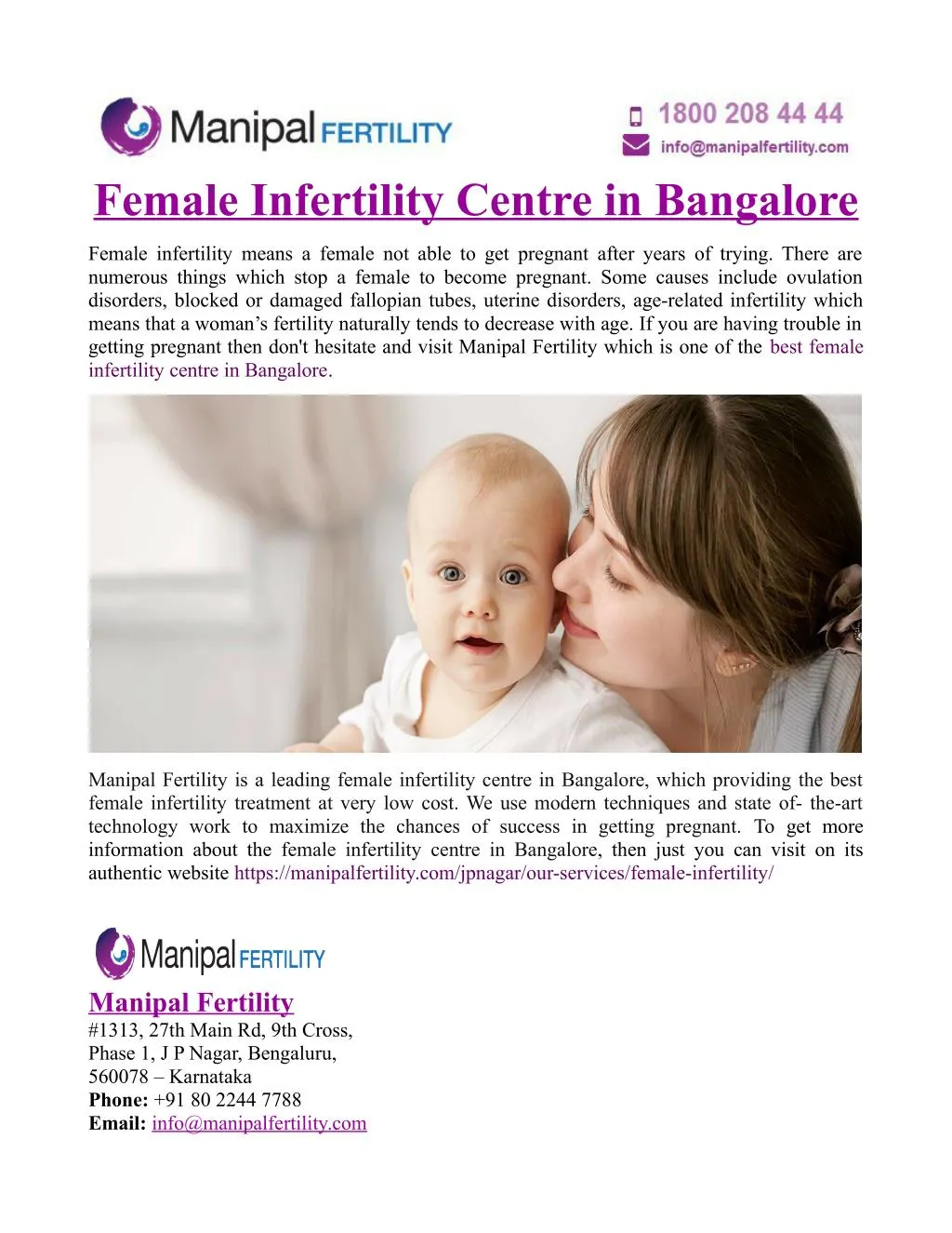 female infertility centre in bangalore
