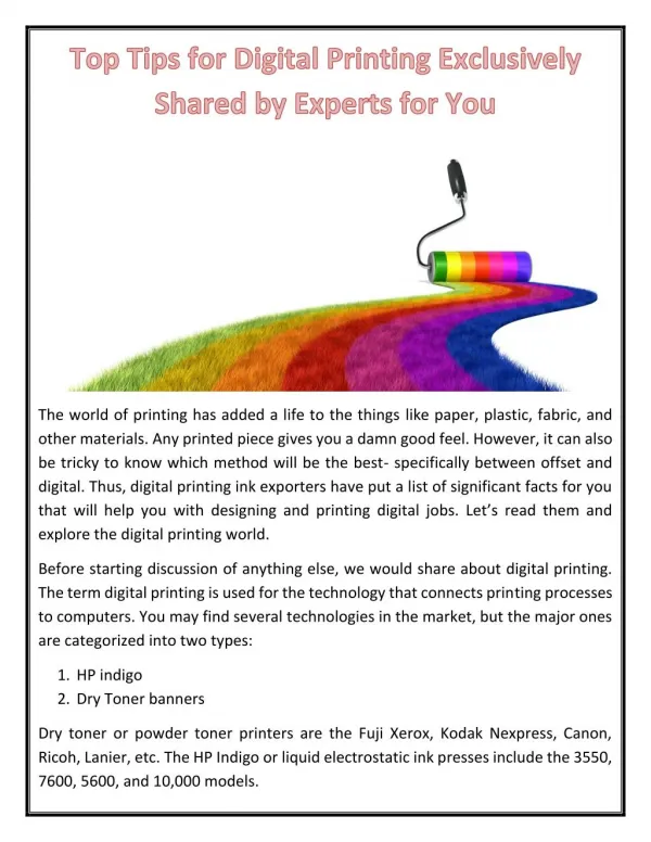 Top Tips for Digital Printing Exclusively Shared by Experts for You