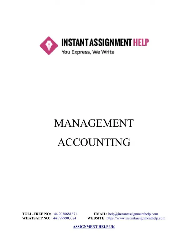 Management Accounting Assignment Sample - Instant Assignment Help