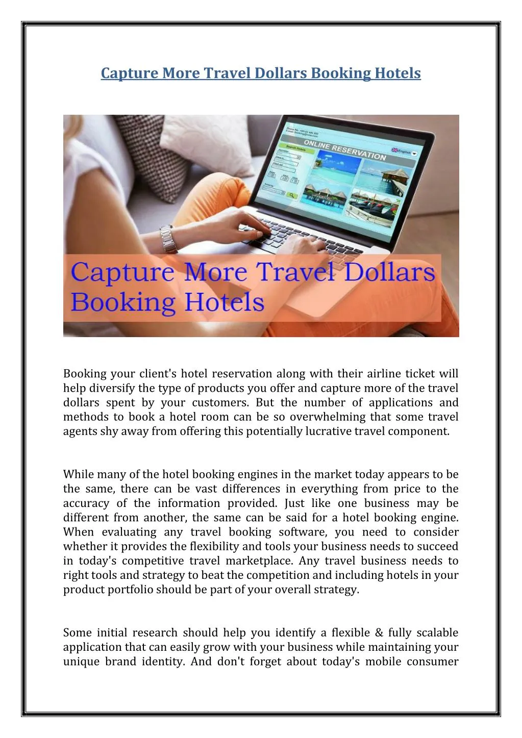 capture more travel dollars booking hotels