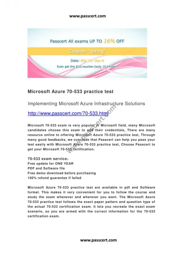 Microsoft Azure 70-533 practice test