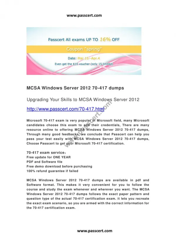 MCSA Windows Server 2012 70-417 dumps