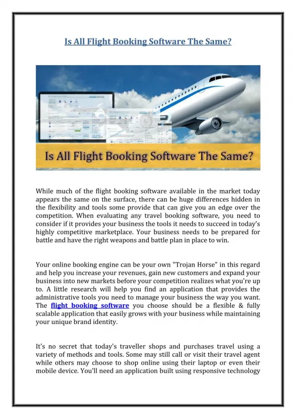 Is All Flight Booking Software The Same?