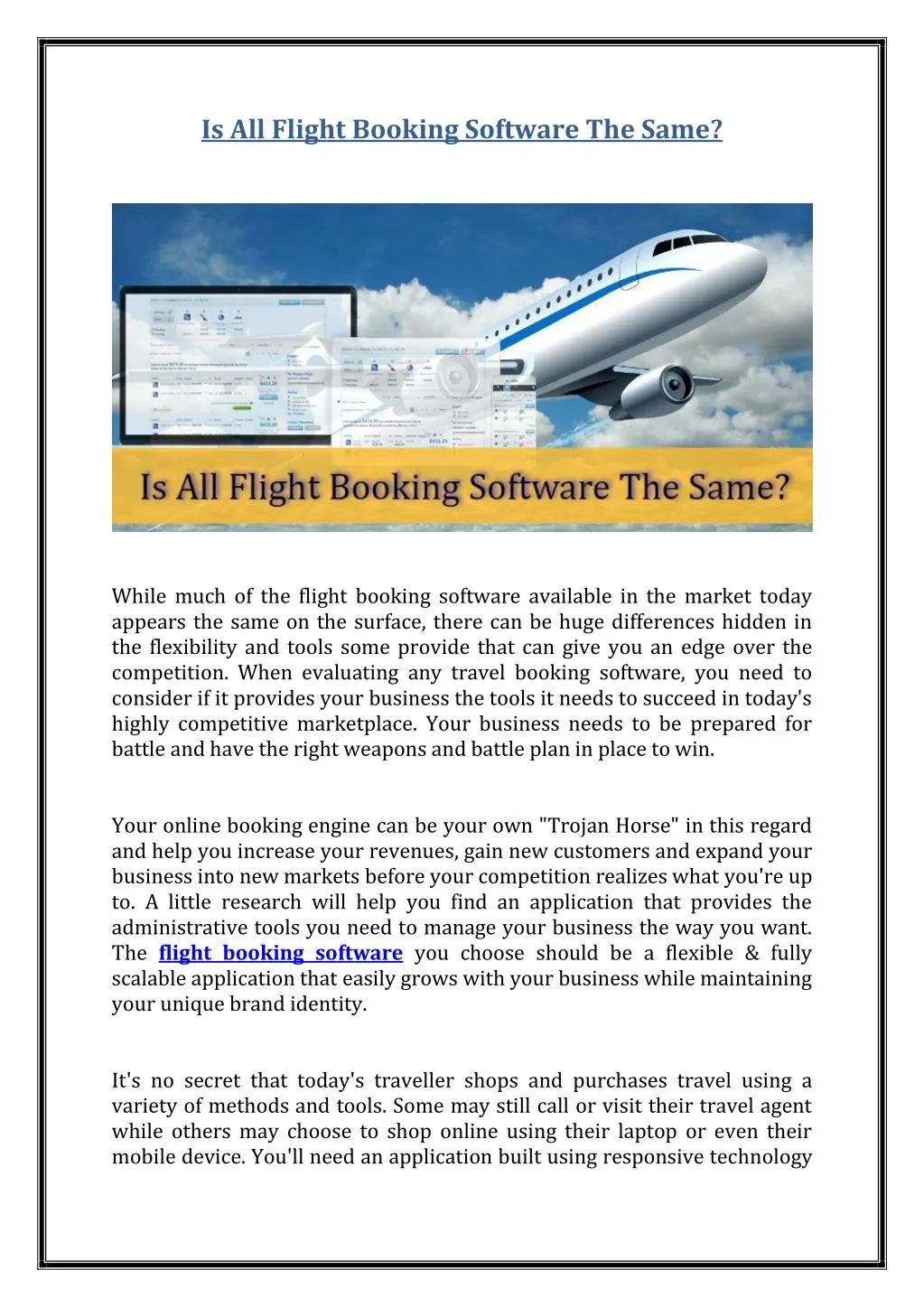 is all flight booking software the same