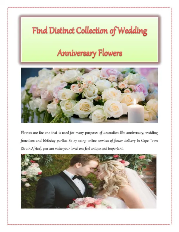 Find Distinct Collection of Wedding Anniversary Flowers
