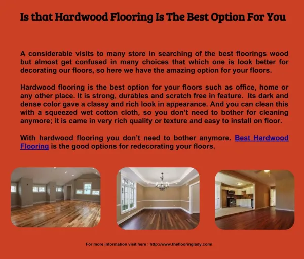 Is that Hardwood Flooring Is The Best Option For You