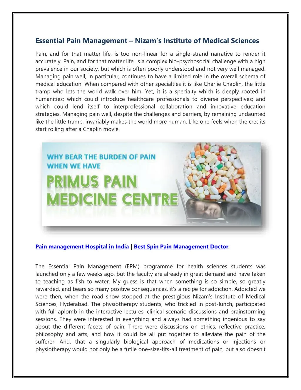 essential pain management nizam s institute