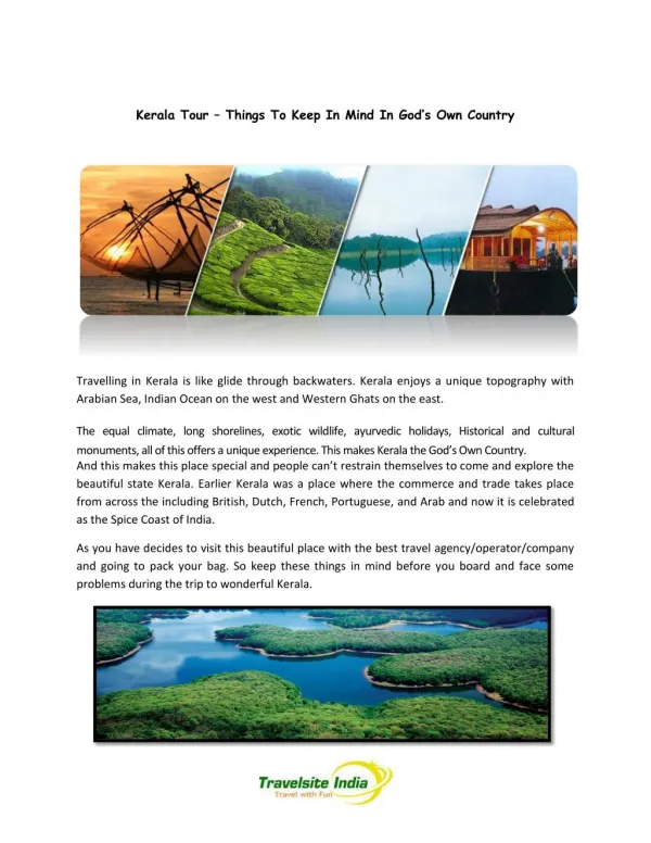 Kerala Tour - things to keep in mind in god's own country