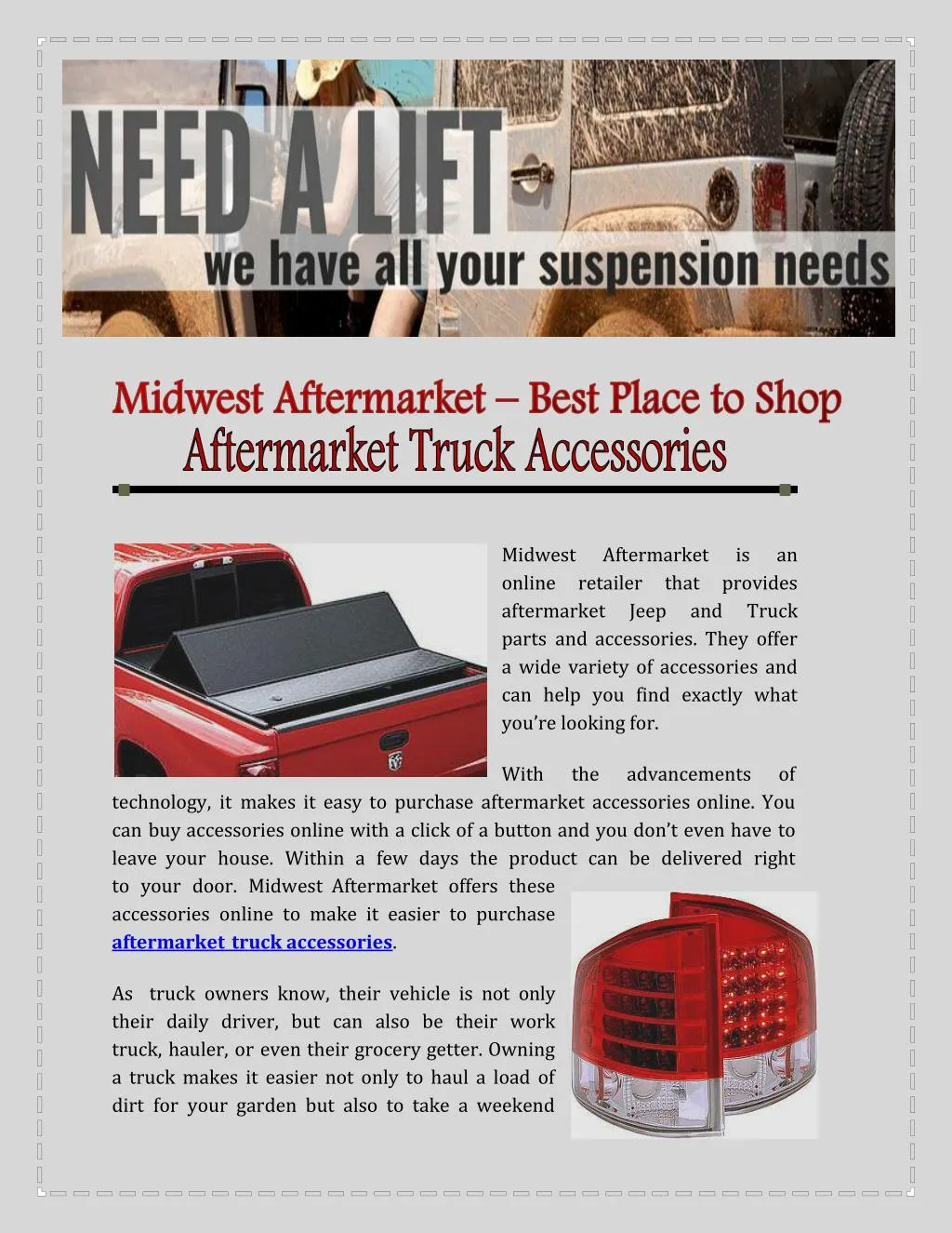 midwest online retailer that provides aftermarket