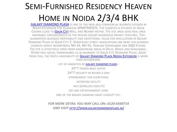 SEMI-FURNISHED RESIDENCY HEAVEN HOME IN NOIDA 2/3/4 BHK