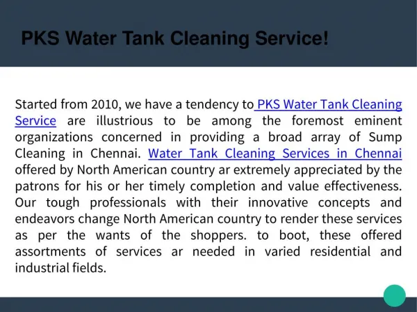 Water Tank Cleaning Services in Chennai