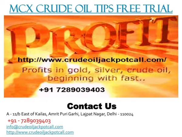 MCX Crude Oil Tips Free Trial