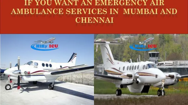 Leading Air Ambulance Services in Mumbai and Chennai