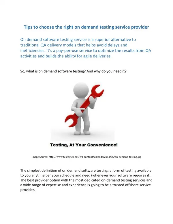Tips to choose the right on demand testing service provider