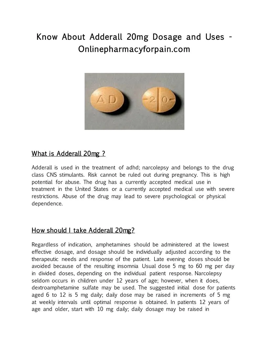 know about adderall 20mg dosage and uses know