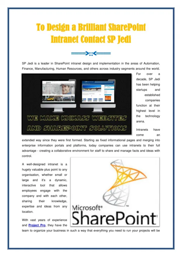 Brilliant SharePoint Intranet Contact SP Jedi
