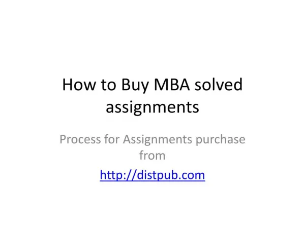 How to buy MBA Assignments from DistPub