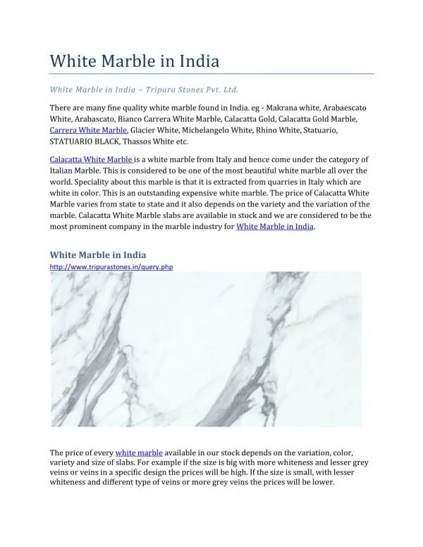 White Marble in India