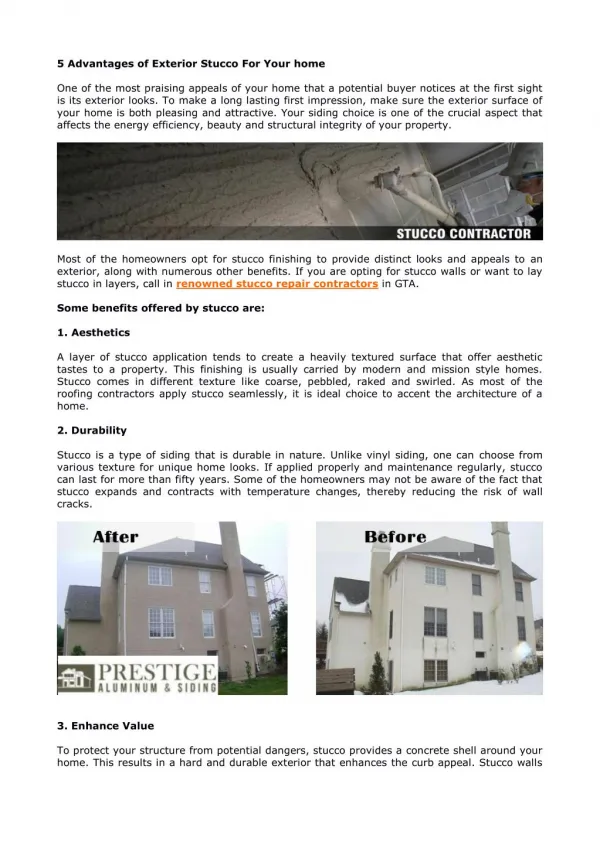 5 Advantages of Exterior Stucco For Your home