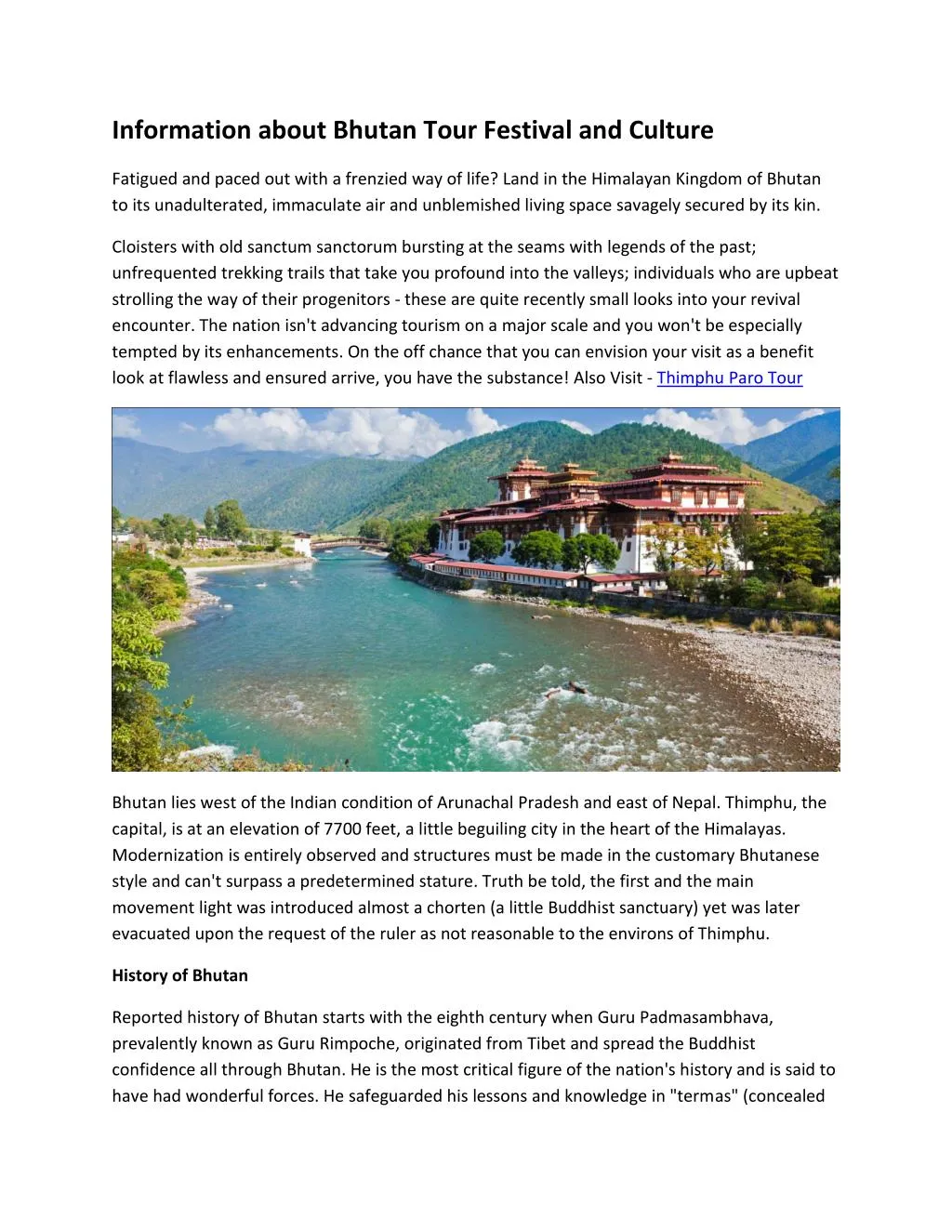 information about bhutan tour festival and culture