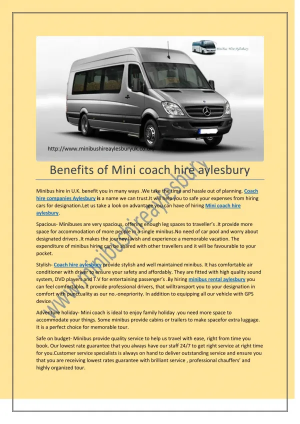 Mini coach hire aylesbury