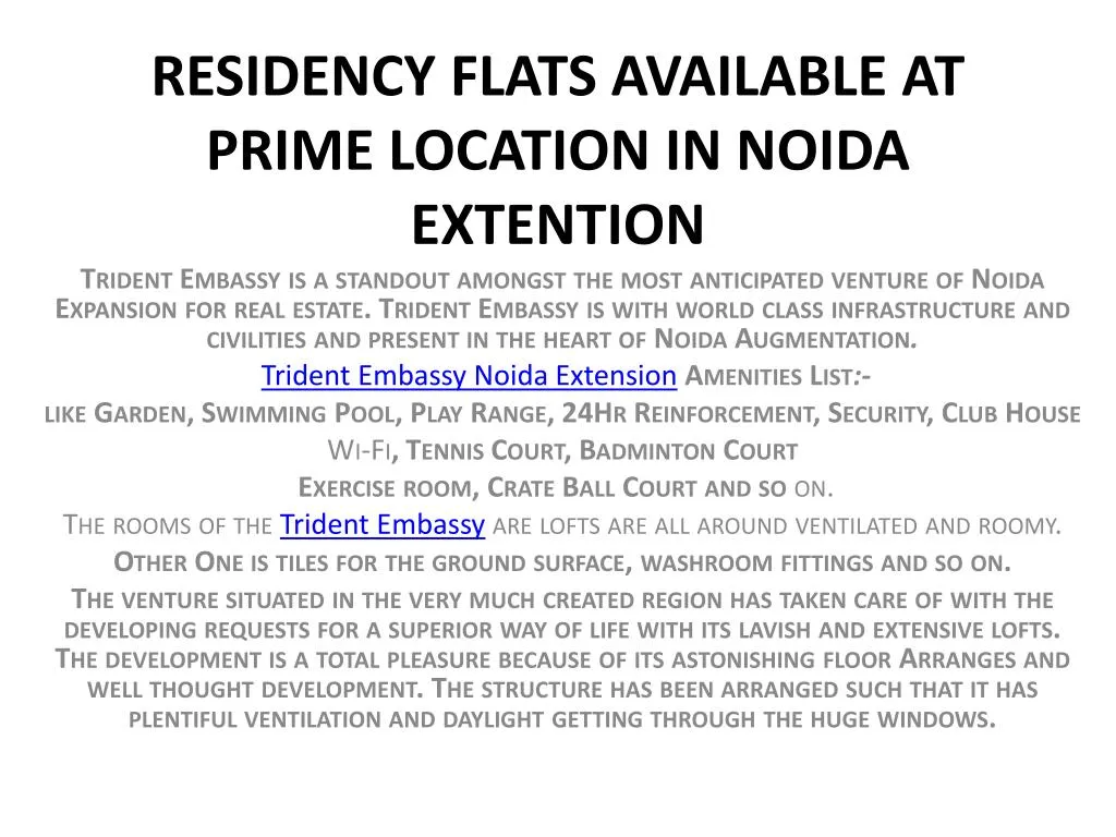 residency flats available at prime location in noida extention