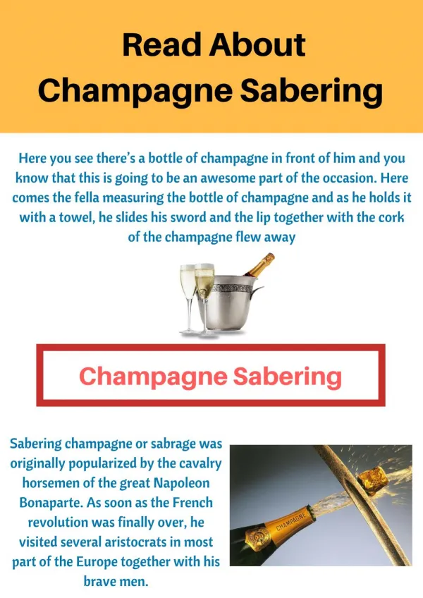 Read About Champagne Sabering and Sabrage