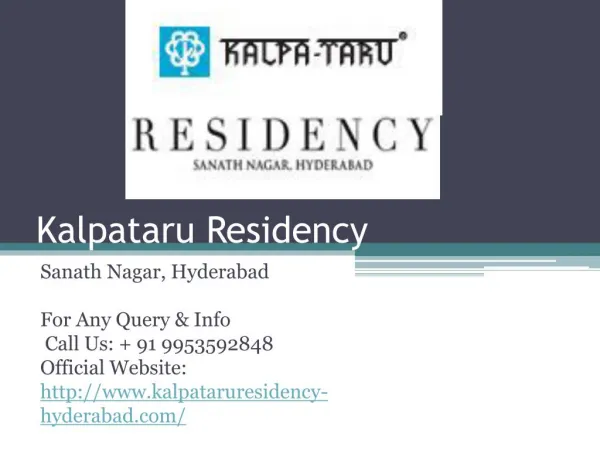 Kalpataru Residency Hyderabad At Sanath Nagar Apartments