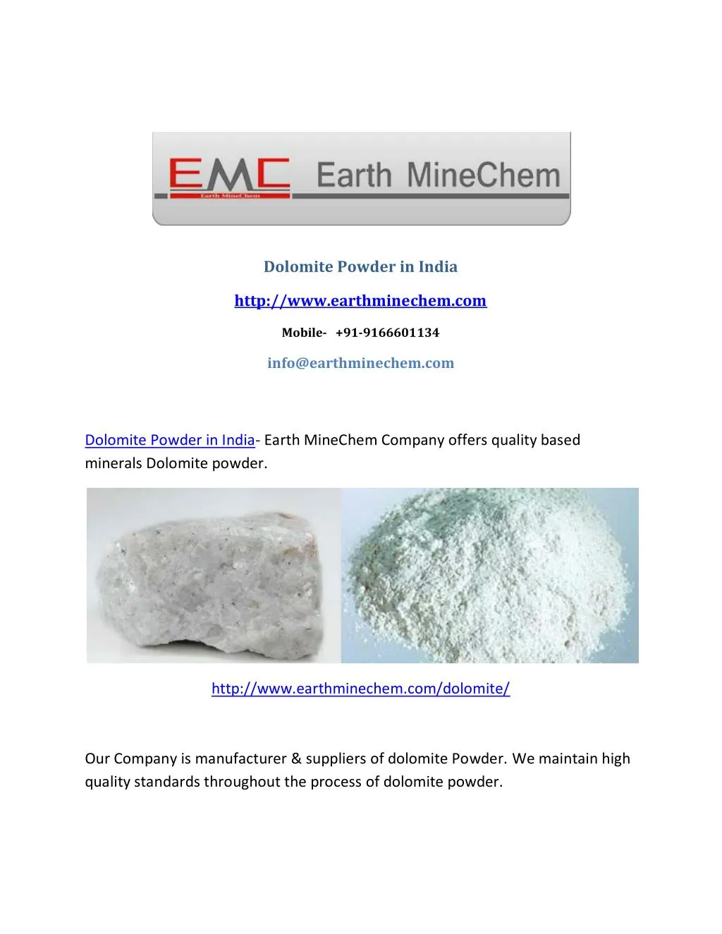 dolomite powder in india