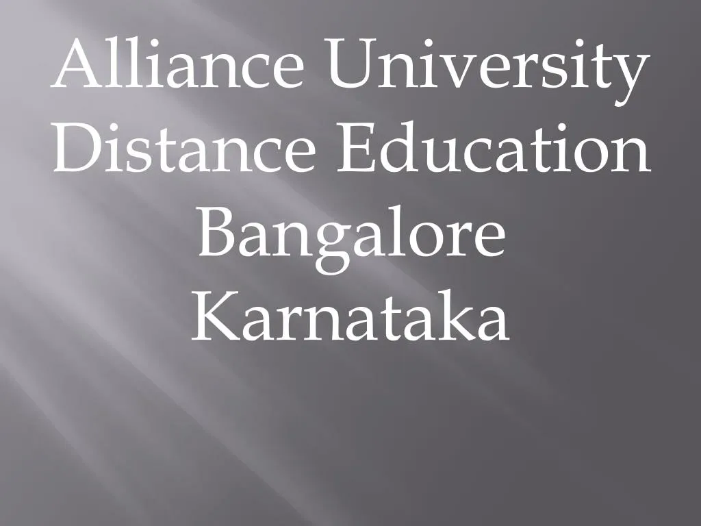 alliance university distance education bangalore