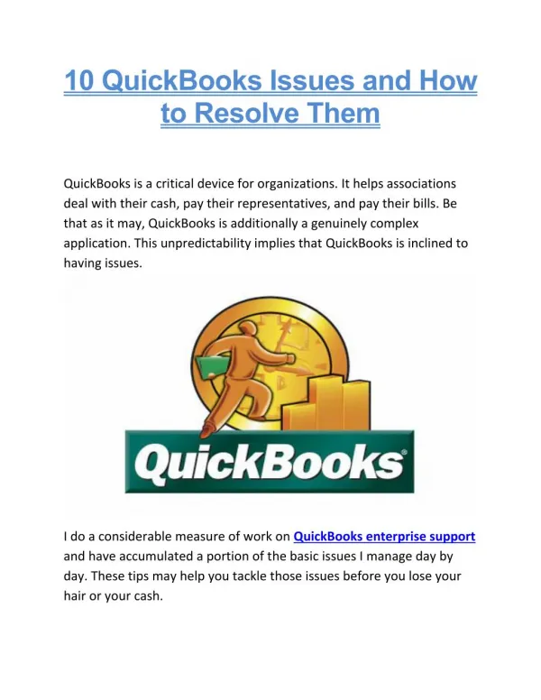 10 QuickBooks issues and how to resolve them