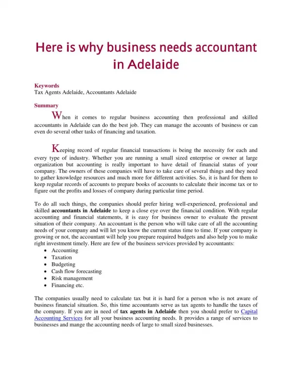 Here is why business needs accountant in Adelaide