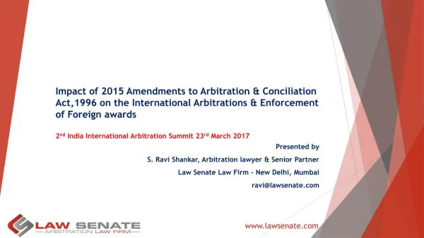 Impact of 2015 Amendments to Arbitration & Conciliation Act