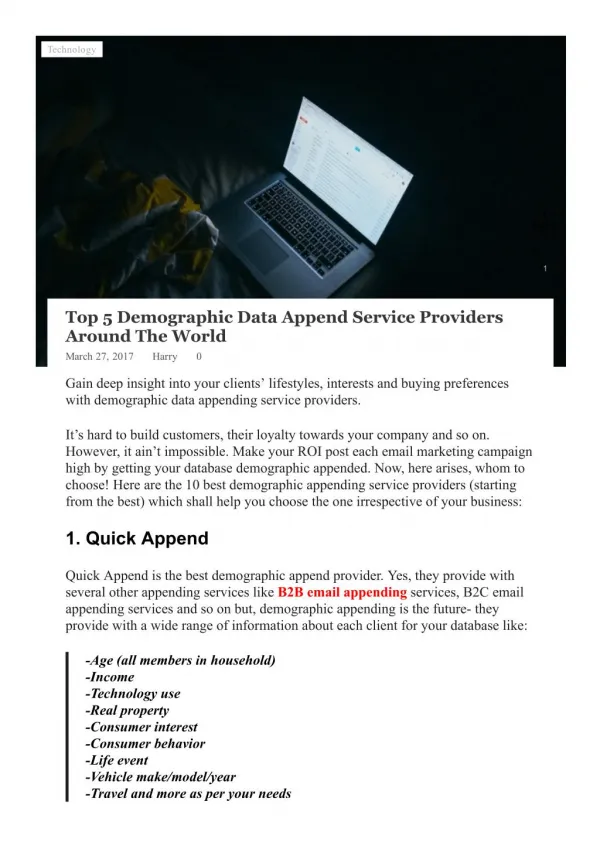 Top 5 Demographic Appending Services Providers