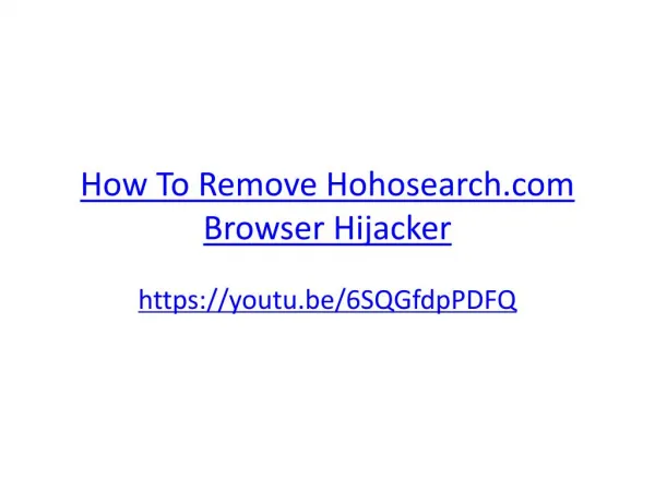 How To Remove Hohosearch.com Browser Hijacker