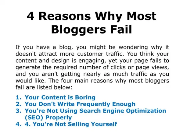 4 Reasons: Why Bloggers Fail?
