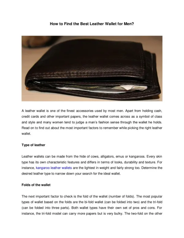 How to Find the Best Leather Wallet for Men?