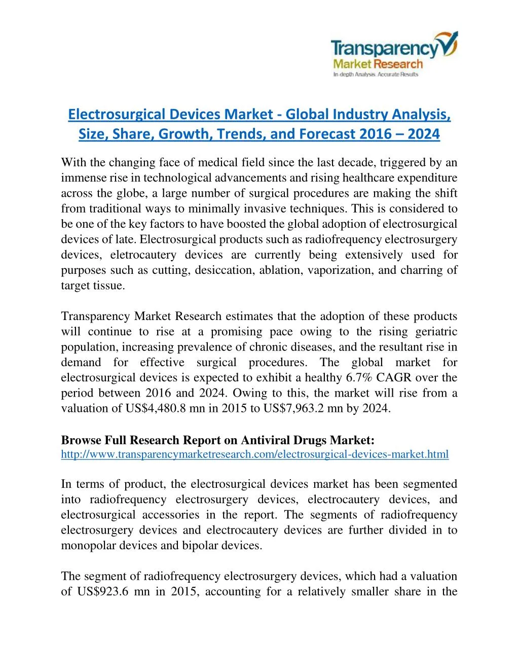 electrosurgical devices market global industry
