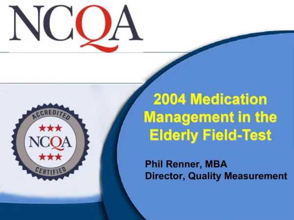 2004 Medication Management in the Elderly Field-Test