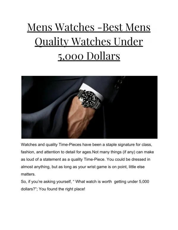 Men's Watches-Best Men's Quality Watches Under 5,000 Dollars