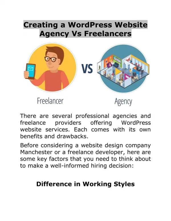 Creating a WordPress Website Agency Vs Freelancers