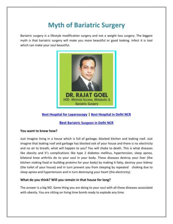 Best Bariatric Surgeon in Delhi NCR