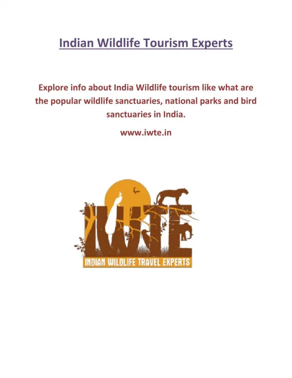 Indian Wildlife Tourism - www.iwte.in