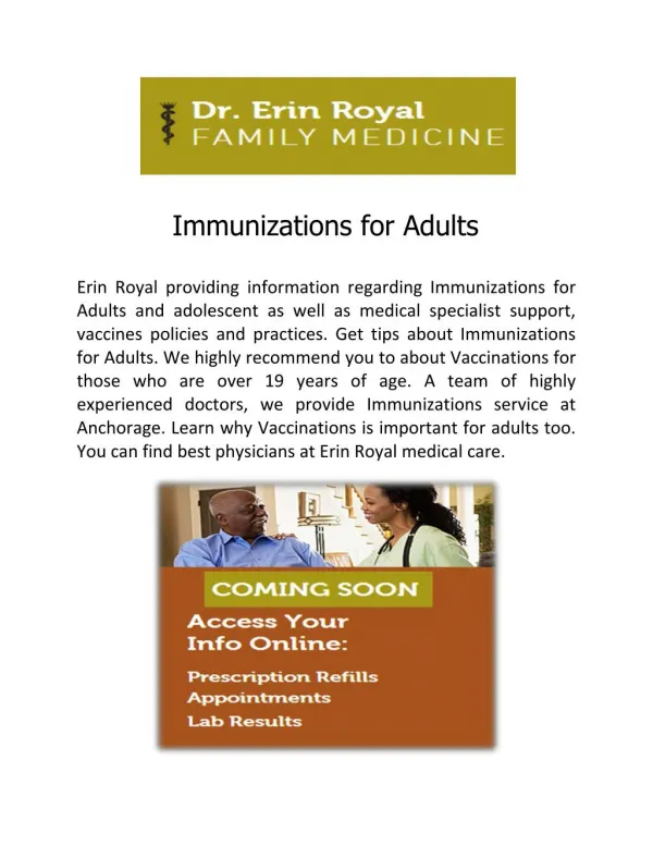 Immunizations for Adults