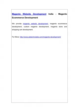 Magento Website Development India - Magento Ecommerce Development