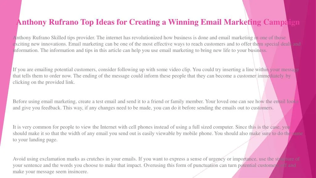 anthony rufrano top ideas for creating a winning email marketing campaign