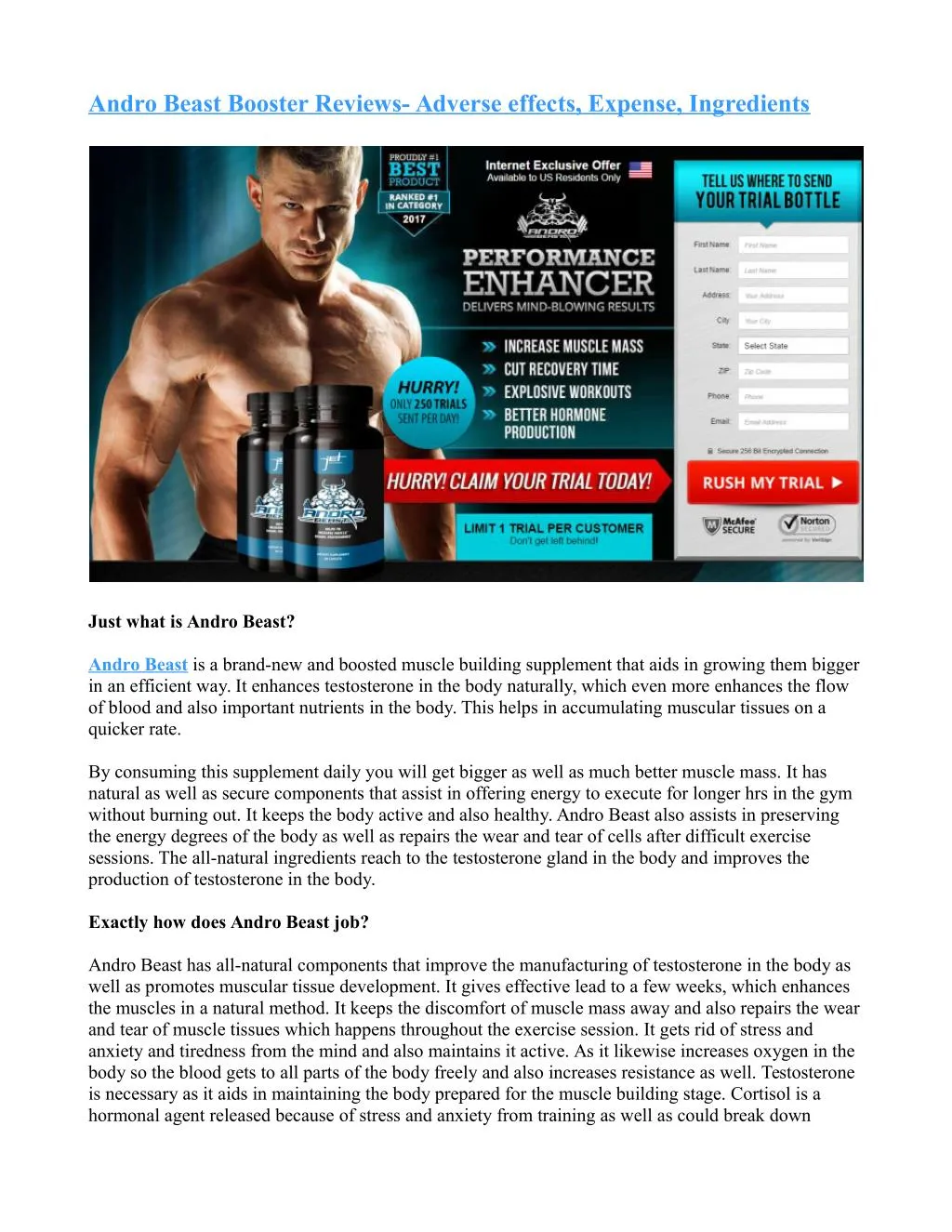 andro beast booster reviews adverse effects