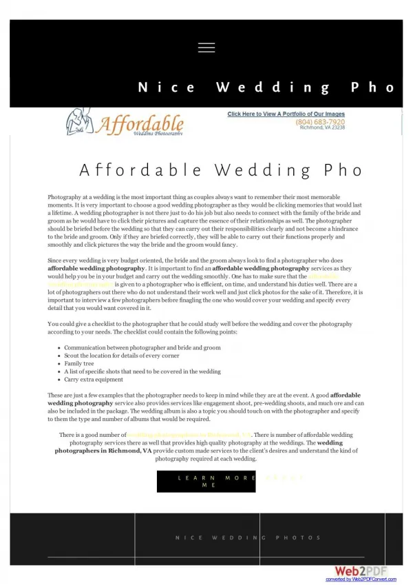 Affordable wedding photography