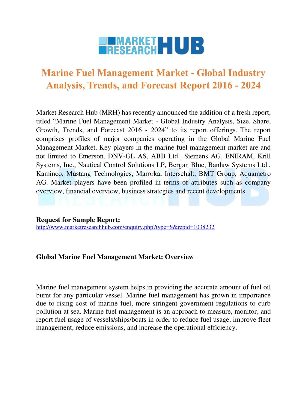 marine fuel management market global industry