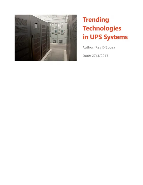 Trending Technologies In UPS Systems